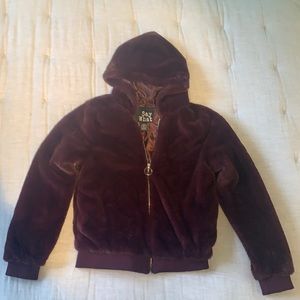 Burgundy Faux Fur Jacket